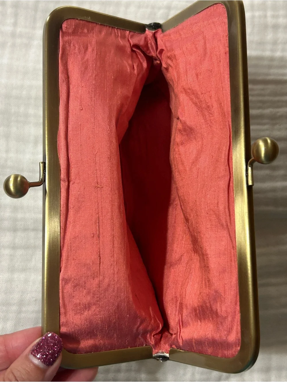 Handmade Satin and Dupioni Silk Kiss Lock Clutch Purse